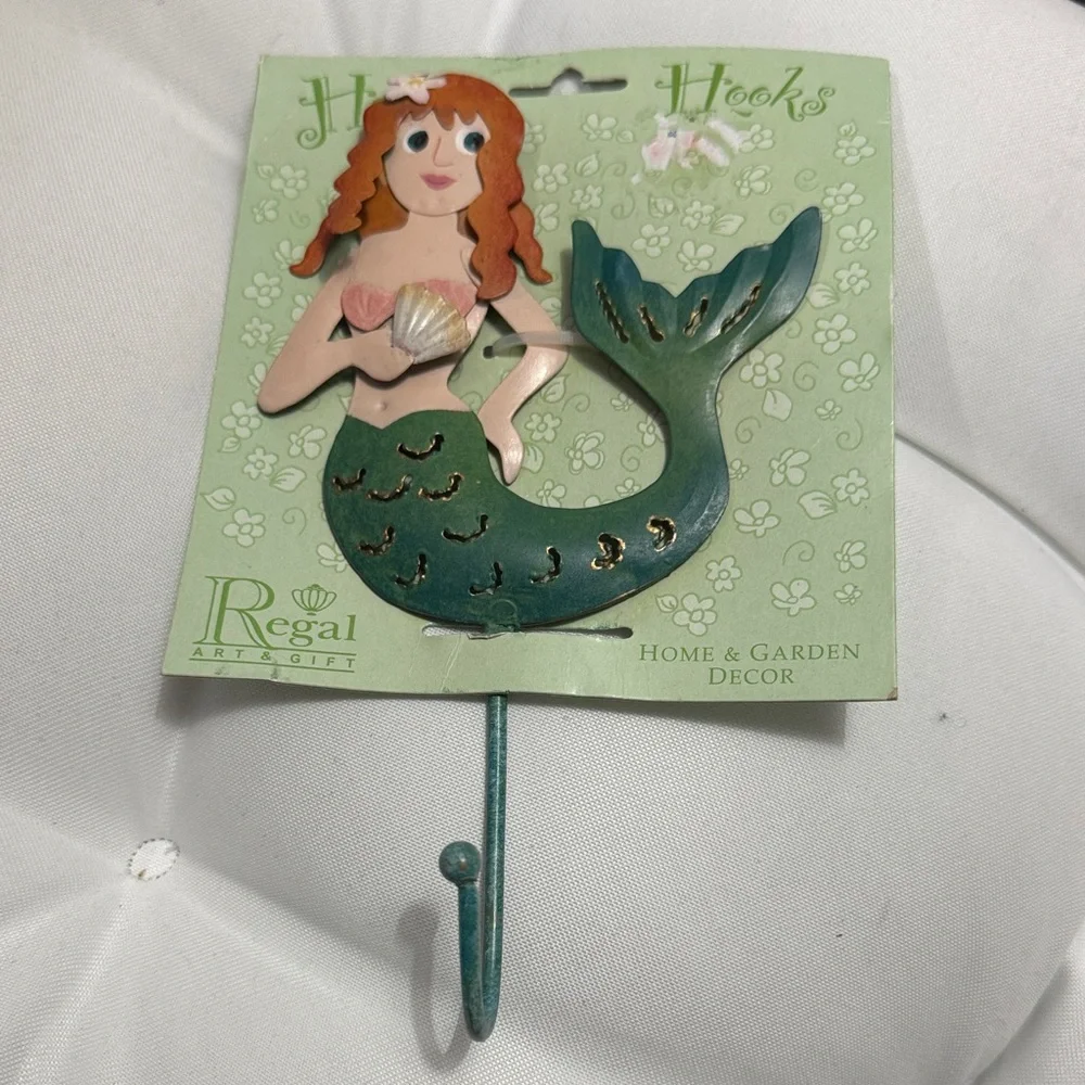 Redhead Mermaid Wall Hook - Green and Orange